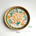 1pc Handcrafted Rattan Seashell Plate | Round Fruit Basket Tray, Fresh Desktop Tray, Vietnamese New Style