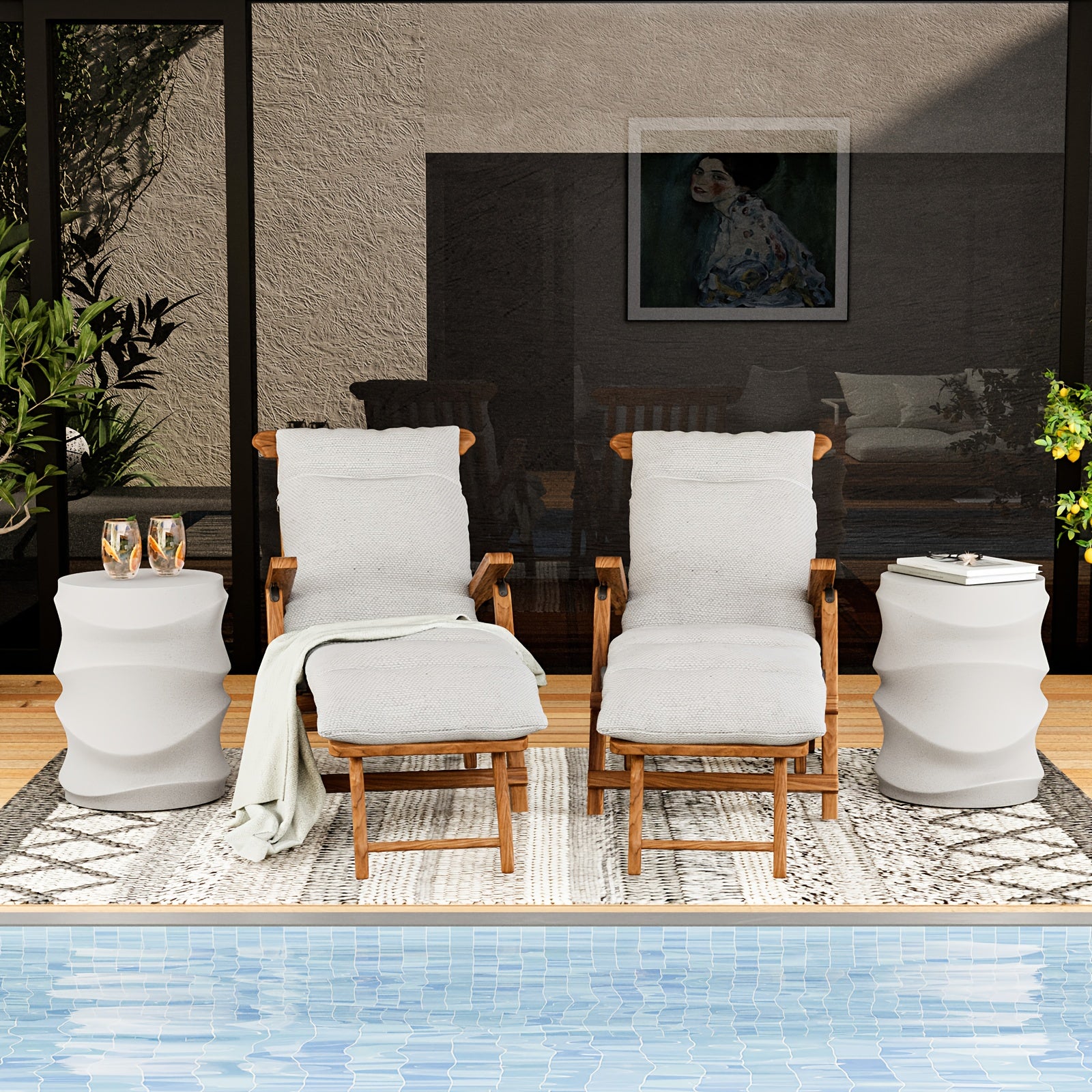 Outdoor Side Tables for Patio, Courtyard Coffee Table, 18\