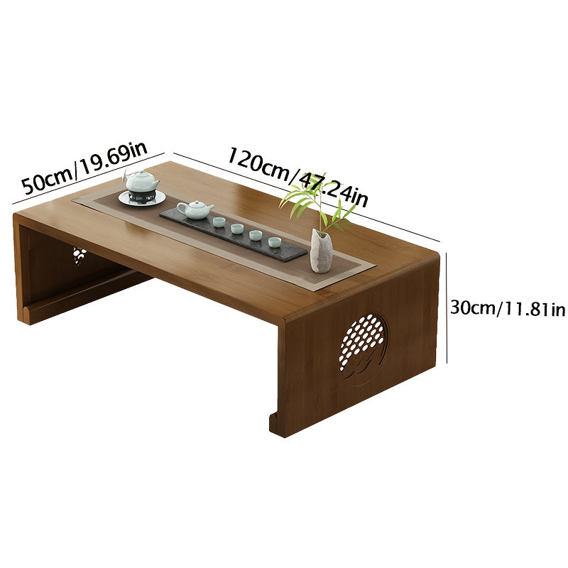 A Unique Bamboo Folding Coffee Table Designed for Floor Use, This Portable Piece of Furniture Serves As Both a Desk And a Decorative Item