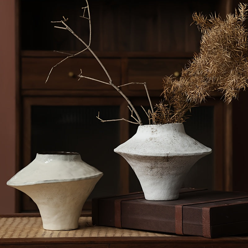 Rustic Ceramic Vase Suitable for \u002FOutdoor Use - Wide-Mouthed Contemporary Round Pottery Planter with Minimalist Clay Vase, Lightweight Decorative Centerpiece for Tables,,, - Ideal Gift for Mother's Day or Gardening Gift,home Decor