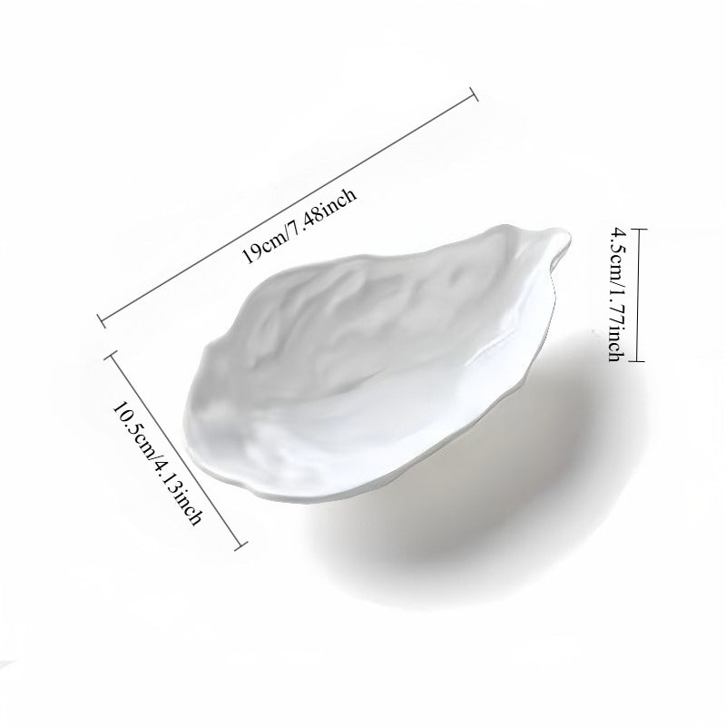 4pcs (4-Pack) 7.5-Inch Oval White Oyster Shell Ceramic Plates - Suitable for Seafood, Snacks, Appetizers, Desserts, Parties, Weddings, Buffets - Elegant Tableware for Dining & Commercial Use, Holiday Gifts for Christmas &