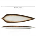 1pc Ceramic Sushi Plate, Creative Leaf Design Plate for Cuisine Restaurants, Sashimi Plate, Fish Plate, Dessert & Snack Plate