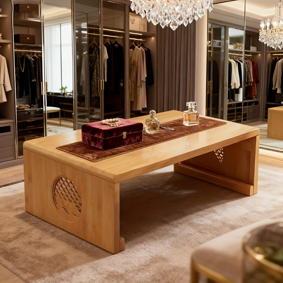 Japanese-Style Floor Table with Foldable Legs - Bamboo Low-Profile Bedside Table Suitable for Coffee, Tea, Meditation Altar, Bedside Use - Foldable Design, Space-Saving, Easy Assembly-Free Setup