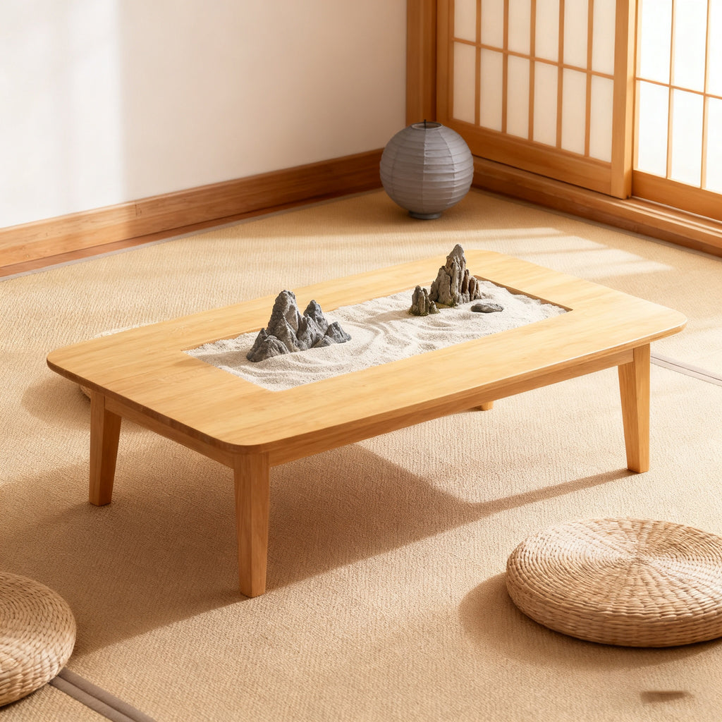 Premium Bamboo Collapsible Coffee Table, Japanese-Inspired Low Folding Table, Floor Table in Japanese Style, No Assembly Needed, Tatami Folding Table, Convenient And Easy to Store, Ideal for Bedrooms, Living Rooms, And Outdoor Use (31.5*15.7*14.2In)