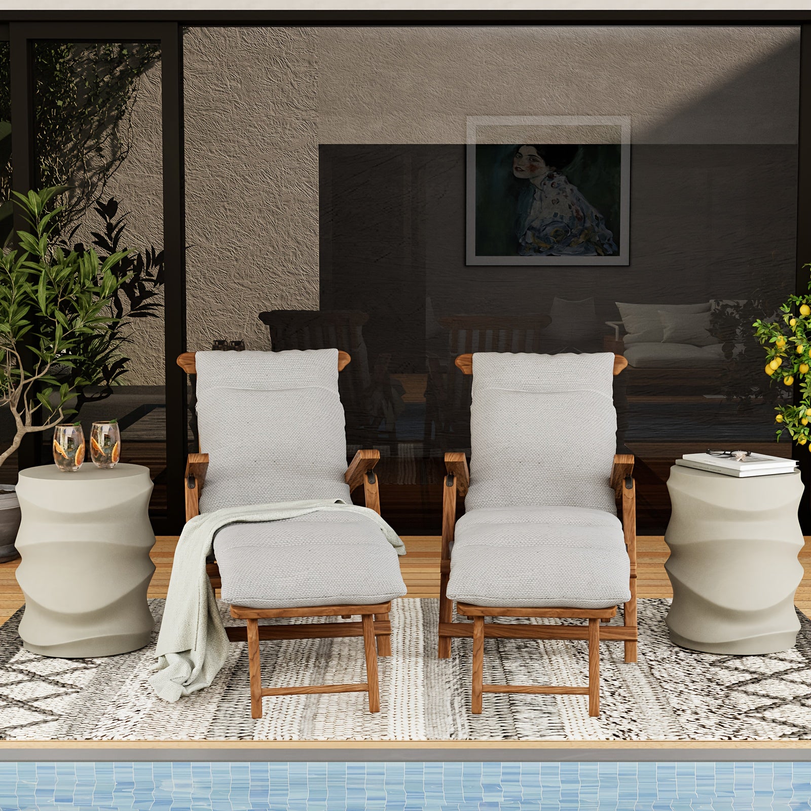 Outdoor Side Tables for Patio, Courtyard Coffee Table, 18\