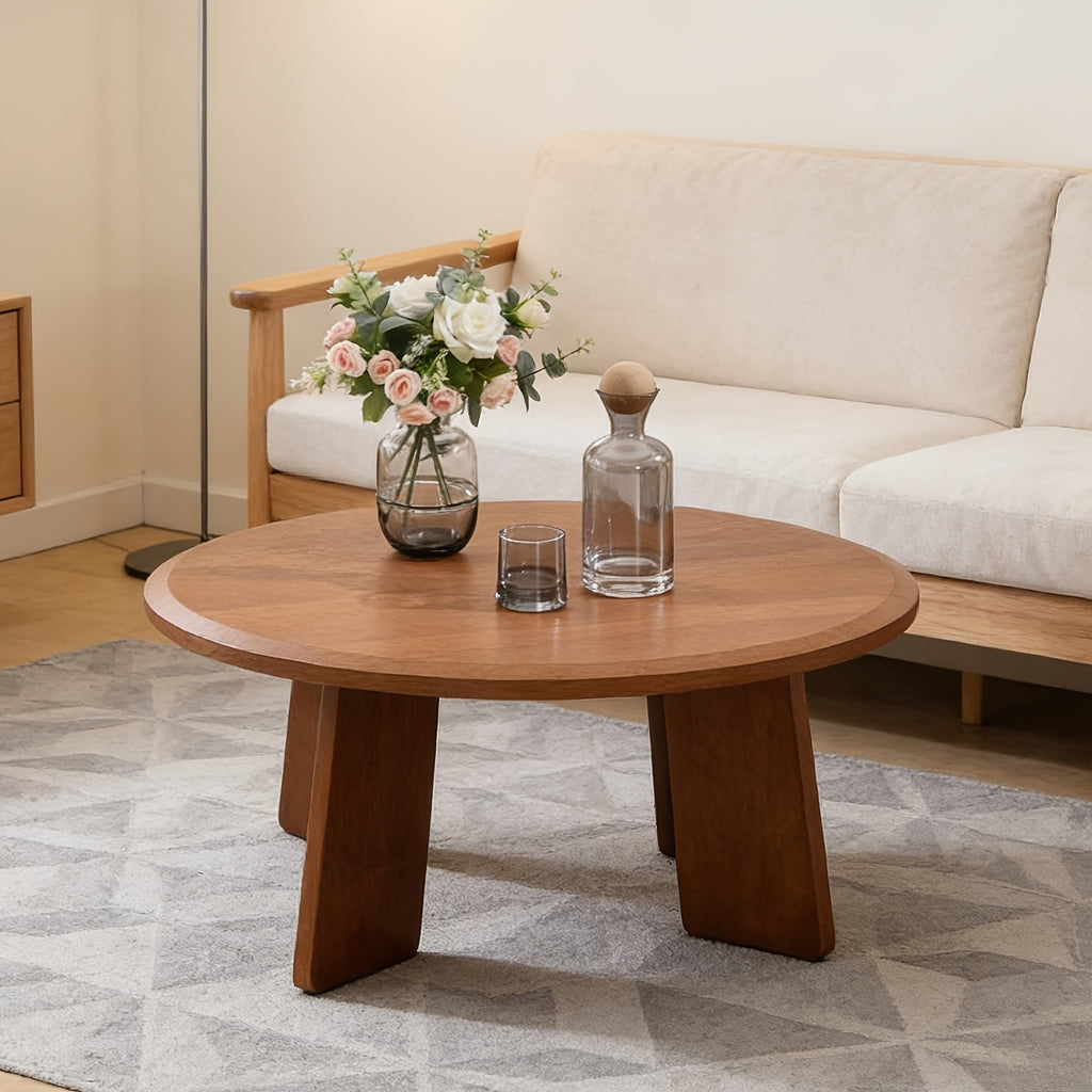 16 Inches Cute Wooden 1Pc Classic Round Coffee Table, Suitable for Living Room, Home Decoration, Balcony