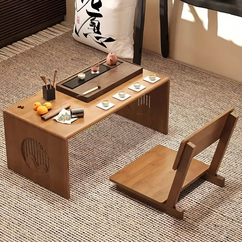 A Unique Bamboo Folding Coffee Table Designed for Floor Use, This Portable Piece of Furniture Serves As Both a Desk And a Decorative Item