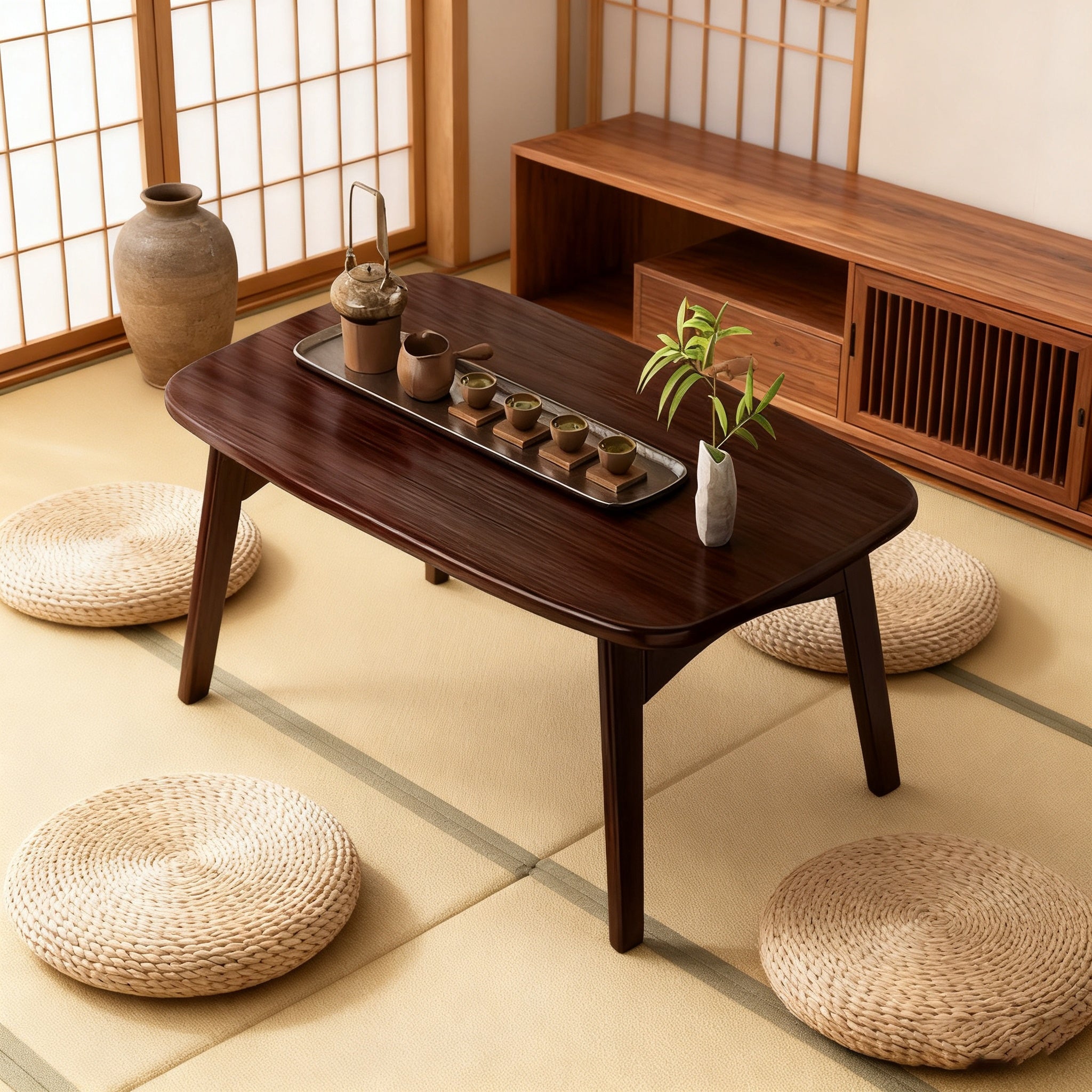 Premium Bamboo Collapsible Coffee Table, Japanese-Inspired Low Folding Table, Floor Table in Japanese Style, No Assembly Needed, Tatami Folding Table, Convenient And Easy to Store, Ideal for Bedrooms, Living Rooms, And Outdoor Use (31.5*15.7*14.2In)
