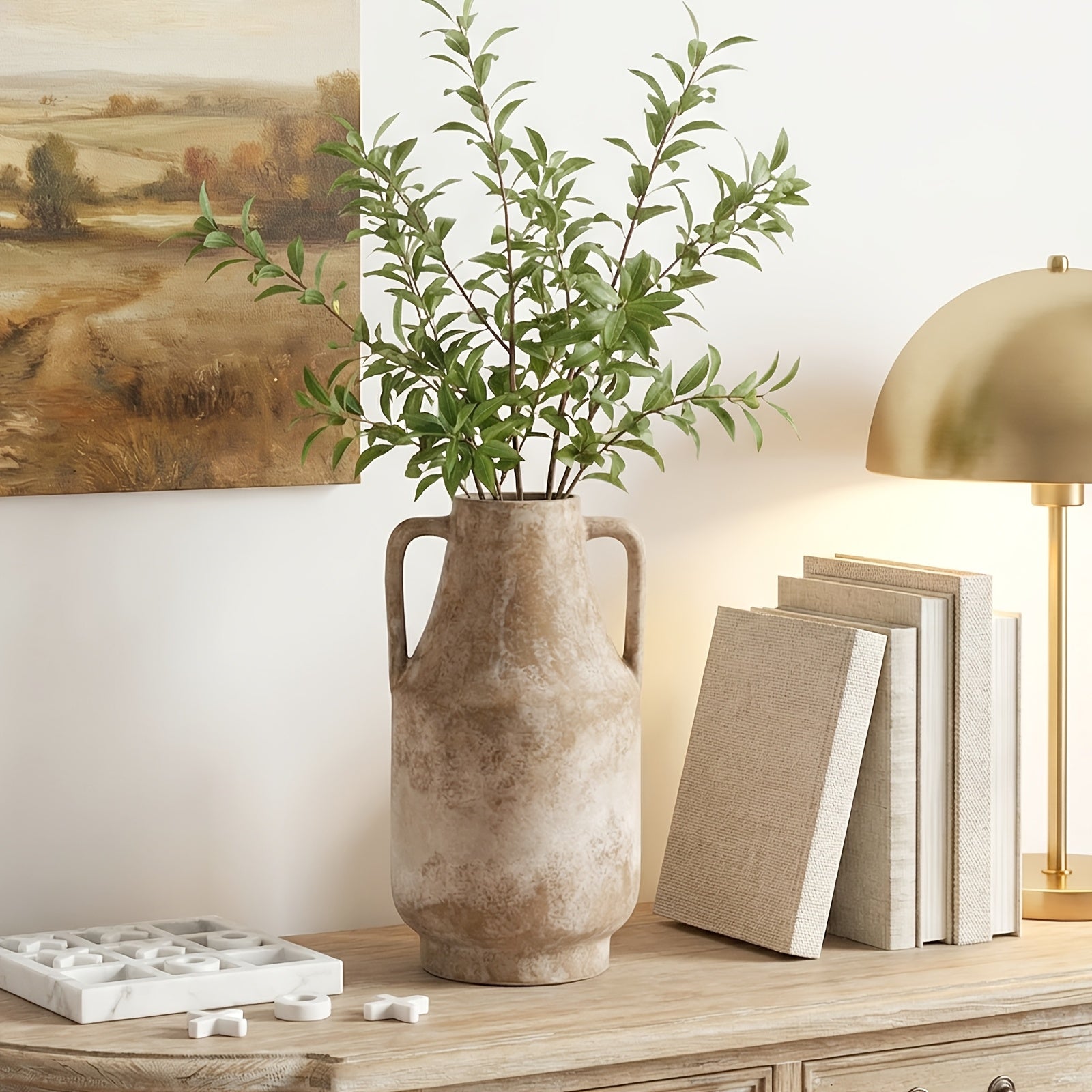 TOMNK Large Rustic Farmhouse Ceramic Vase - Vintage Base Table Vase Suitable for Living Room, Kitchen,, 11\