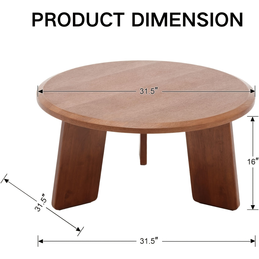 16 Inches Cute Wooden 1Pc Classic Round Coffee Table, Suitable for Living Room, Home Decoration, Balcony