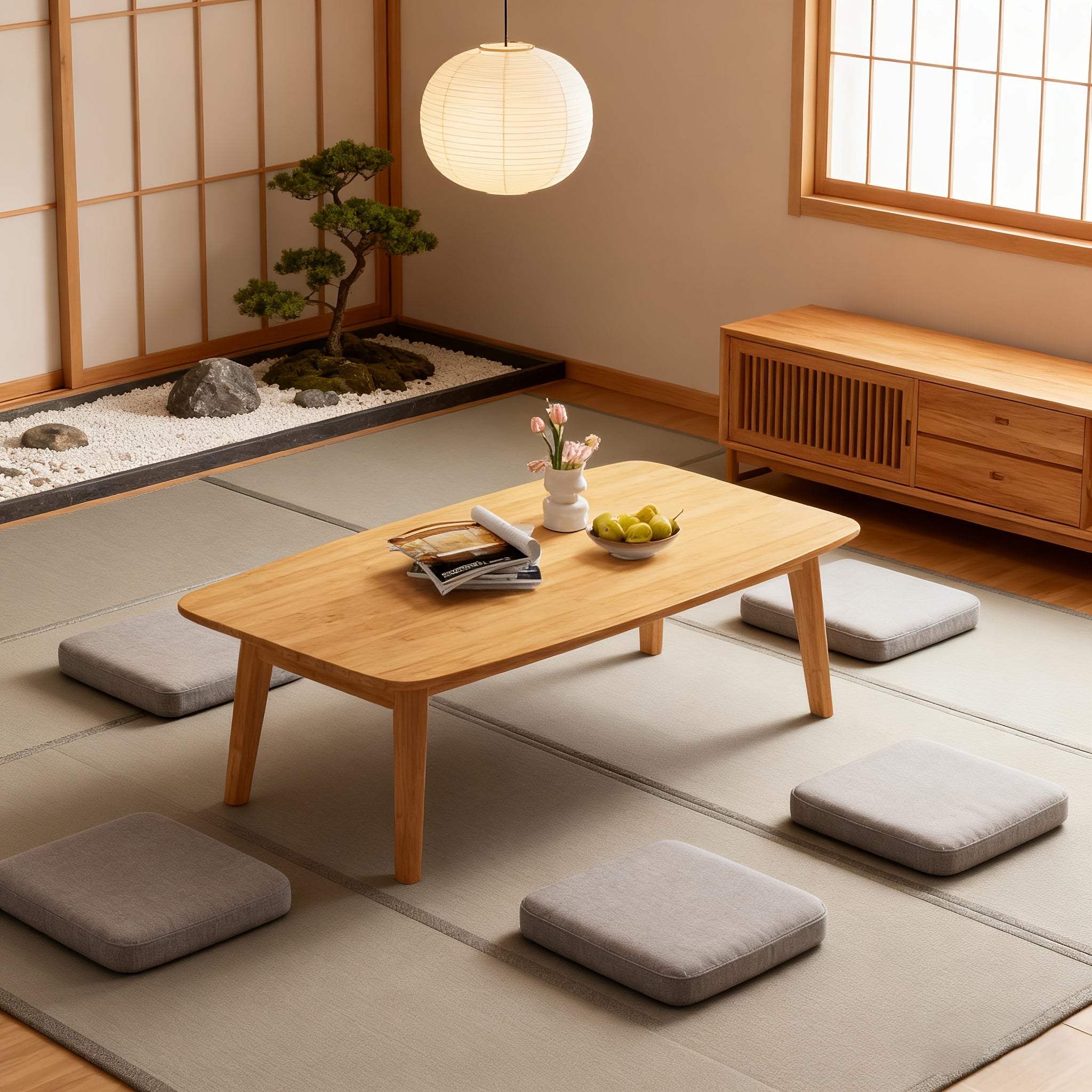 Premium Bamboo Collapsible Coffee Table, Japanese-Inspired Low Folding Table, Floor Table in Japanese Style, No Assembly Needed, Tatami Folding Table, Convenient And Easy to Store, Ideal for Bedrooms, Living Rooms, And Outdoor Use (31.5*15.7*14.2In)