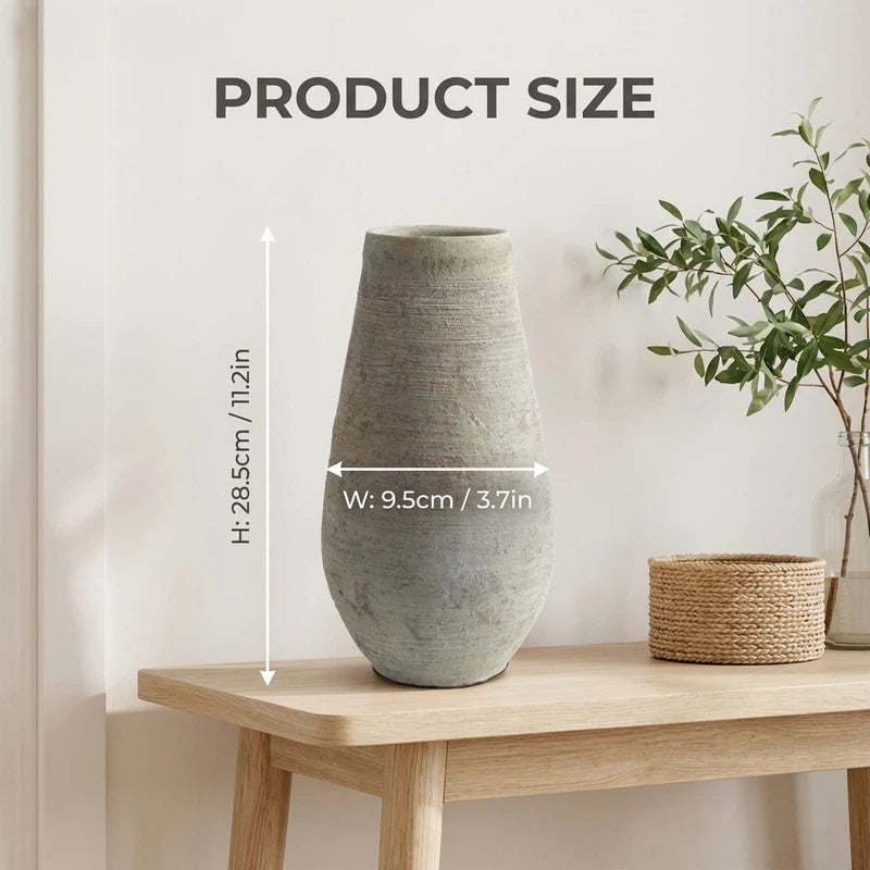 Wabi-Sabi Tapered Ceramic Vase Suitable for Dried & Fresh Flowers, Retro Minimalist Base with Anti-Slip Bottom, Stone Texture Vase for Centerpiece, Tabletop Decor, Dried Flower Arrangements - Ceramic Flower Holder