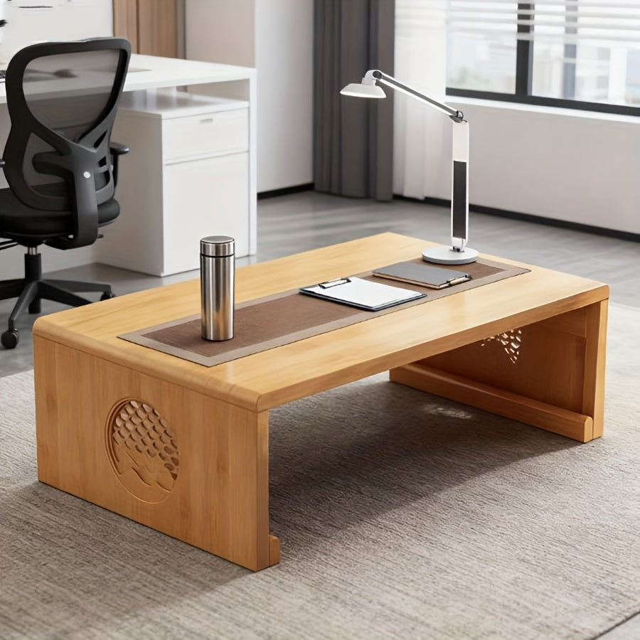 Japanese-Style Floor Table with Foldable Legs - Bamboo Low-Profile Bedside Table Suitable for Coffee, Tea, Meditation Altar, Bedside Use - Foldable Design, Space-Saving, Easy Assembly-Free Setup