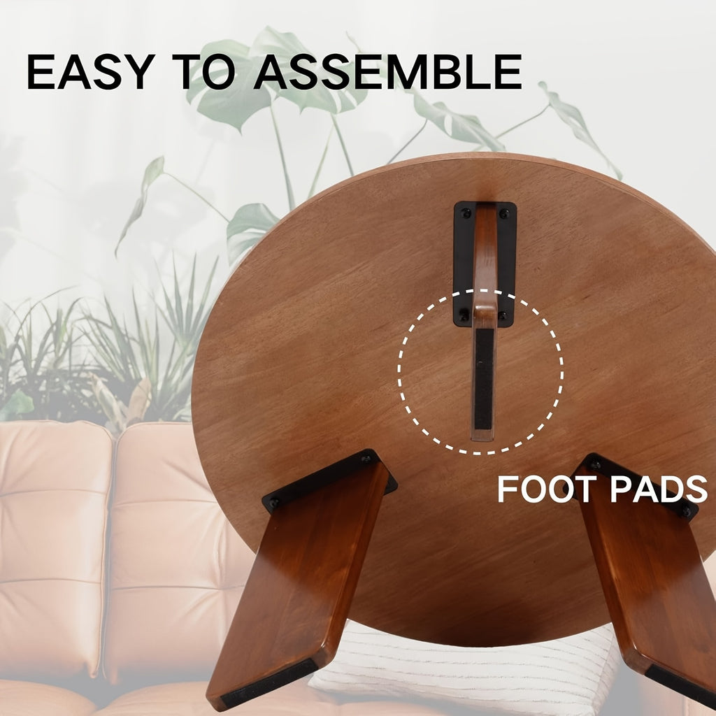 16 Inches Cute Wooden 1Pc Classic Round Coffee Table, Suitable for Living Room, Home Decoration, Balcony