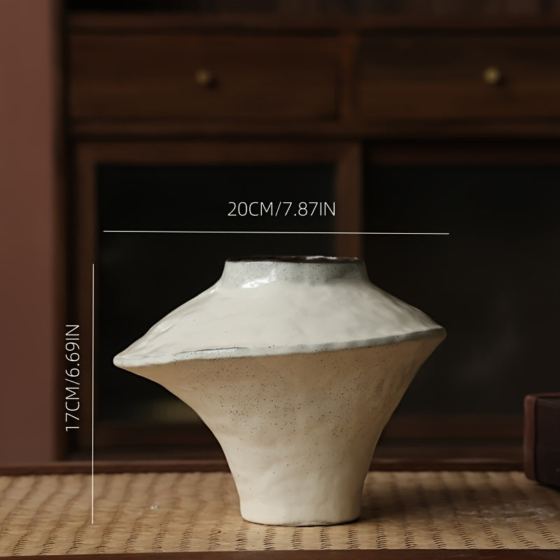 Rustic Ceramic Vase Suitable for \u002FOutdoor Use - Wide-Mouthed Contemporary Round Pottery Planter with Minimalist Clay Vase, Lightweight Decorative Centerpiece for Tables,,, - Ideal Gift for Mother's Day or Gardening Gift,home Decor