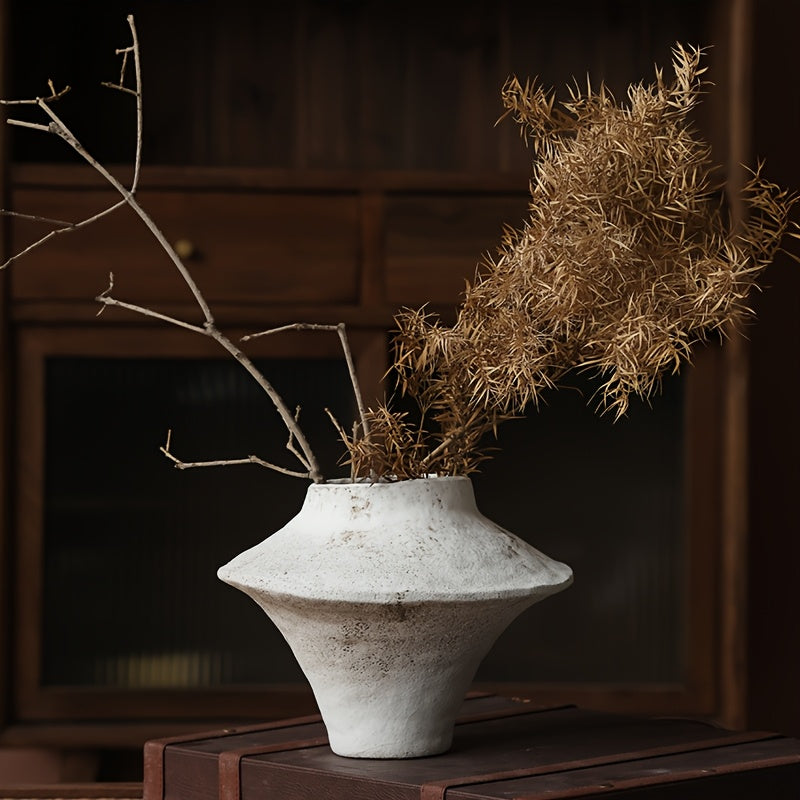 Rustic Ceramic Vase Suitable for \u002FOutdoor Use - Wide-Mouthed Contemporary Round Pottery Planter with Minimalist Clay Vase, Lightweight Decorative Centerpiece for Tables,,, - Ideal Gift for Mother's Day or Gardening Gift,home Decor