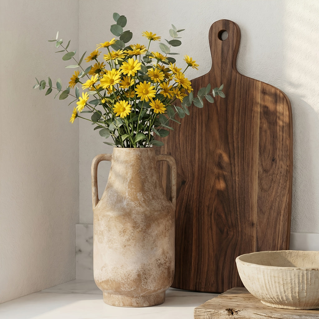 TOMNK Large Rustic Farmhouse Ceramic Vase - Vintage Base Table Vase Suitable for Living Room, Kitchen,, 11\