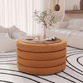 30 Inch Round Ottoman Coffee Table with Storage & Sherpa Top - Large Multi-Functional Modern Footrest Suitable for Couch, Cream White Frame\u002FPlywood Base Furniture for Living Room, Space-Saving Tray Table for Small Spaces