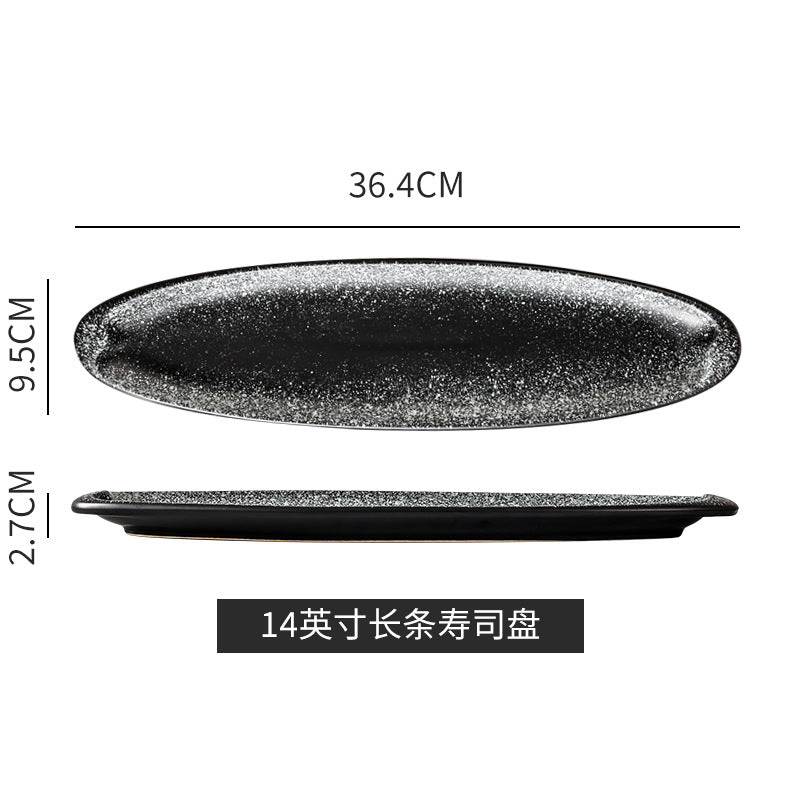 A Creatively Designed Large Oval Plate for Sushi, Sashimi, And Egg Dishes, Perfect for Restaurant Presentations And Wine Business Events