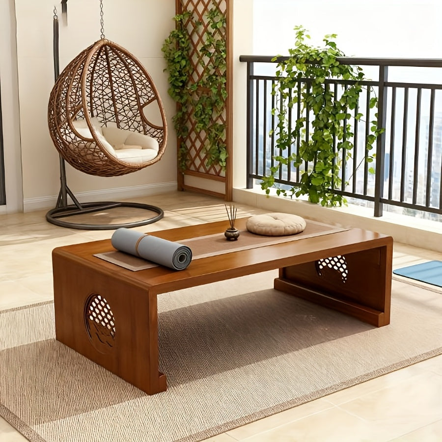 Japanese-Style Floor Table with Foldable Legs - Bamboo Low-Profile Bedside Table Suitable for Coffee, Tea, Meditation Altar, Bedside Use - Foldable Design, Space-Saving, Easy Assembly-Free Setup