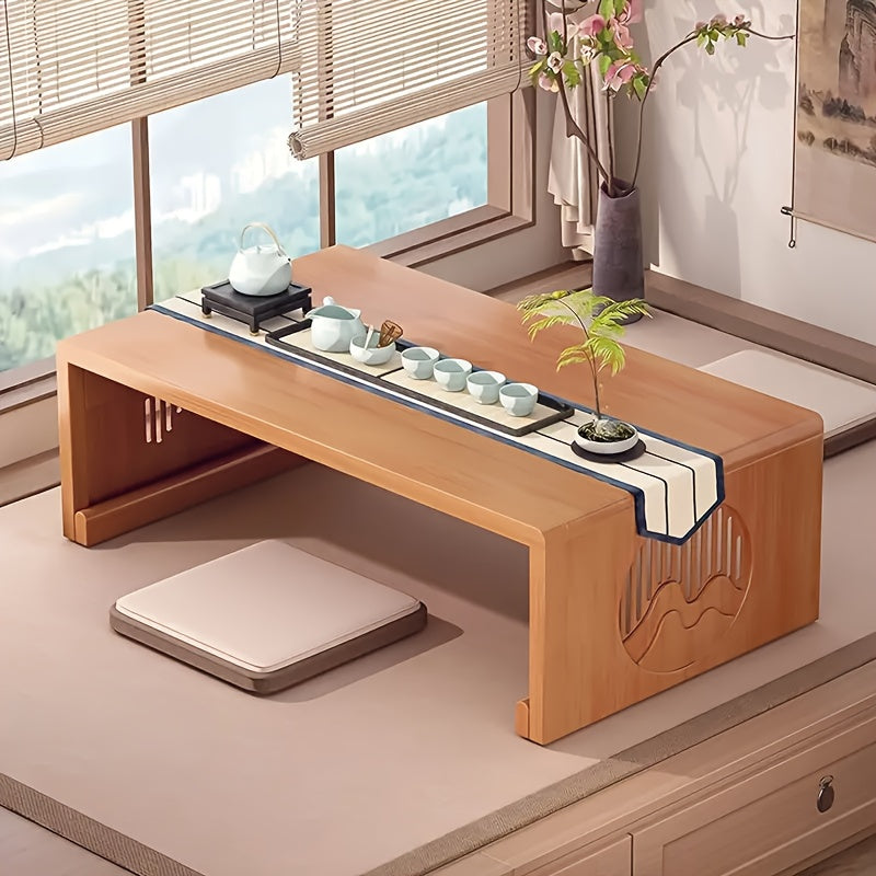 A Unique Bamboo Folding Coffee Table Designed for Floor Use, This Portable Piece of Furniture Serves As Both a Desk And a Decorative Item