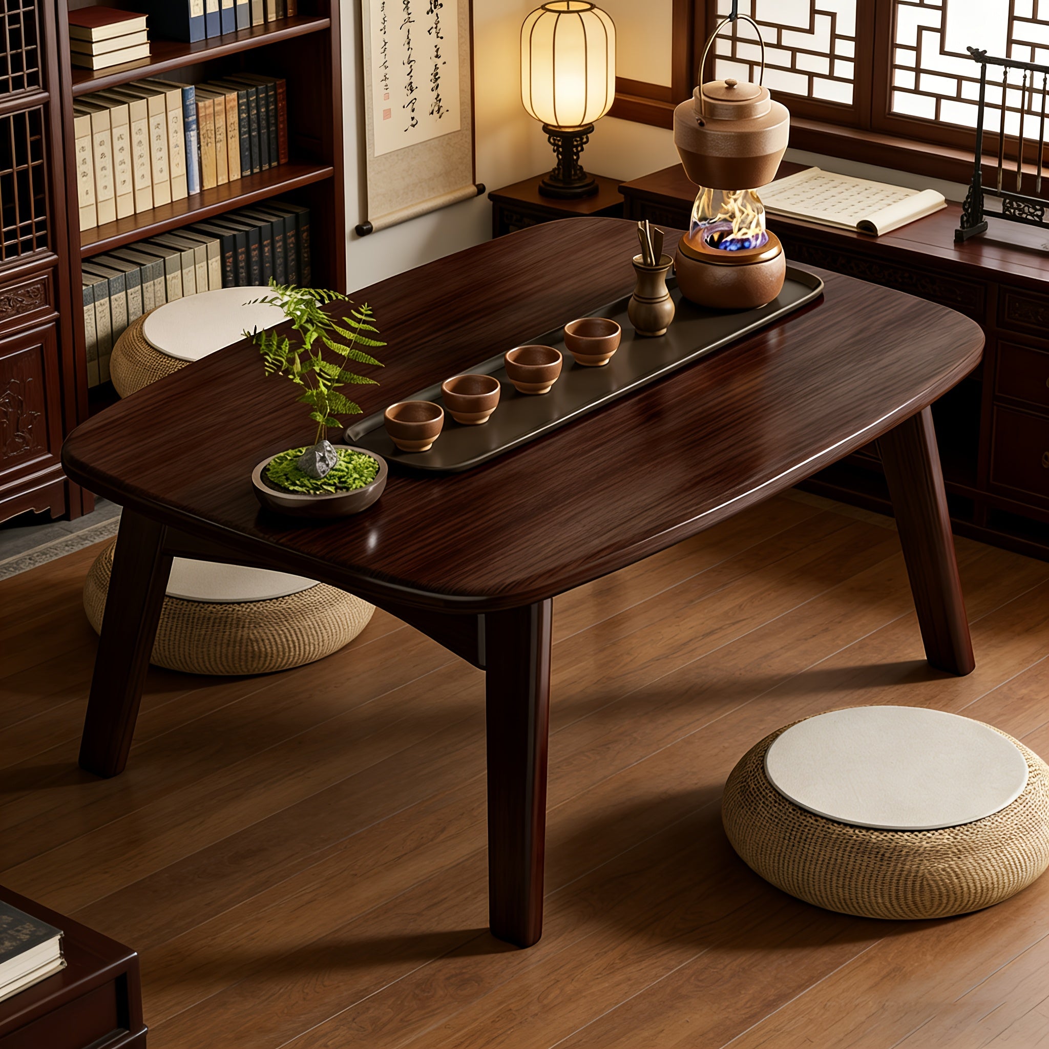 Foldable Japanese-Style Table Suitable for Indoor\u002FOutdoor Use - Modern Portable Coffee & Tea Table with Walnut Top, Space-Saving Design, No Assembly Required, Foldable Desk for,, Office (31.5×17.7×13.8 Inches)