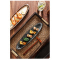 A Creatively Designed Large Oval Plate for Sushi, Sashimi, And Egg Dishes, Perfect for Restaurant Presentations And Wine Business Events