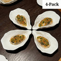 4pcs (4-Pack) 7.5-Inch Oval White Oyster Shell Ceramic Plates - Suitable for Seafood, Snacks, Appetizers, Desserts, Parties, Weddings, Buffets - Elegant Tableware for Dining & Commercial Use, Holiday Gifts for Christmas &