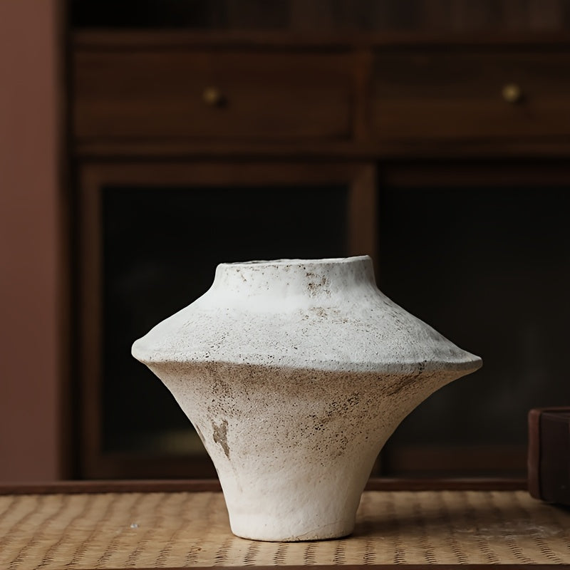 Rustic Ceramic Vase Suitable for \u002FOutdoor Use - Wide-Mouthed Contemporary Round Pottery Planter with Minimalist Clay Vase, Lightweight Decorative Centerpiece for Tables,,, - Ideal Gift for Mother's Day or Gardening Gift,home Decor