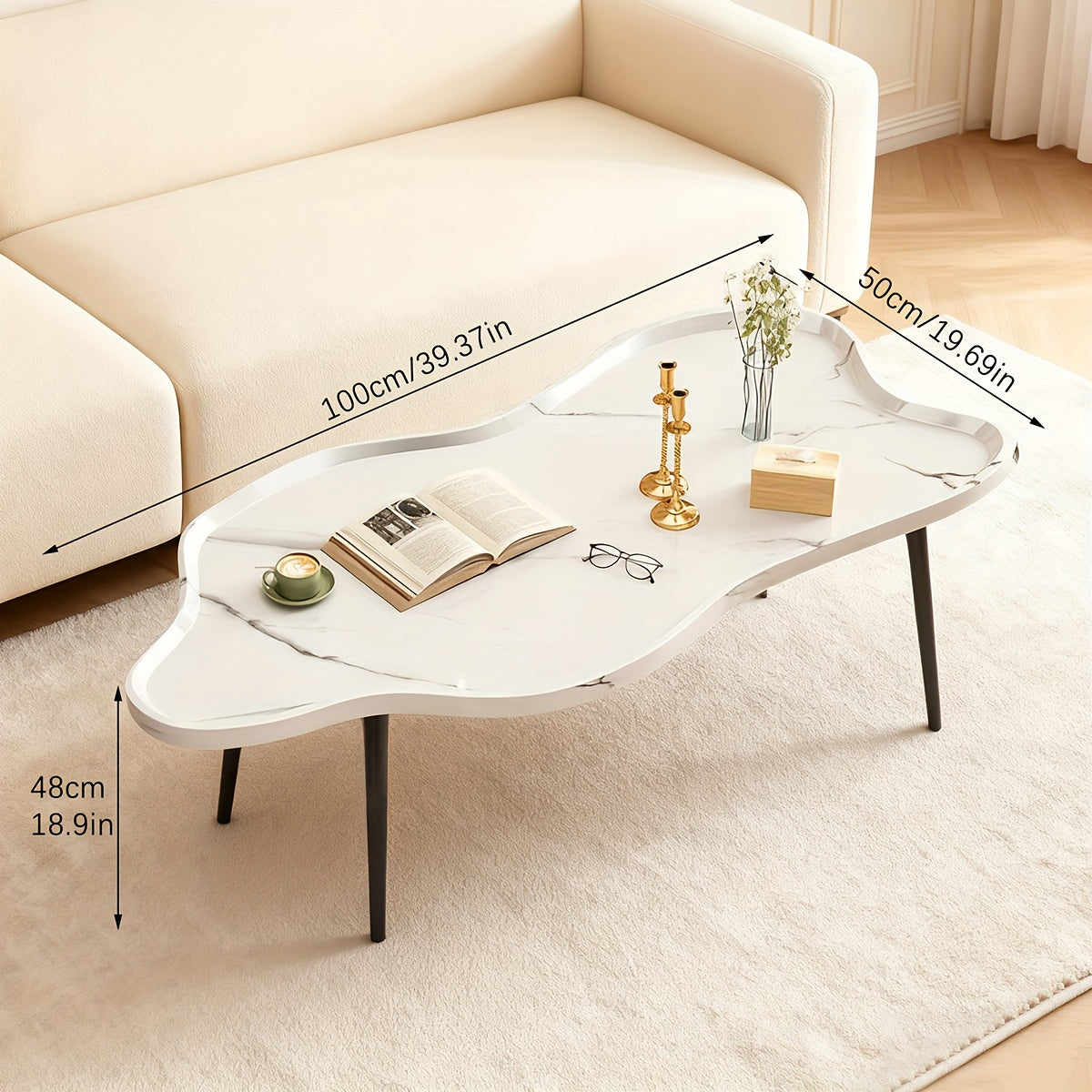 1pc Cloud Coffee Table, Suitable for Living Rooms, Modern Home Use, Side Table for Sofa, Small Tea Table for Balcony, Unique, High-end Feel, Balcony Coffee Table