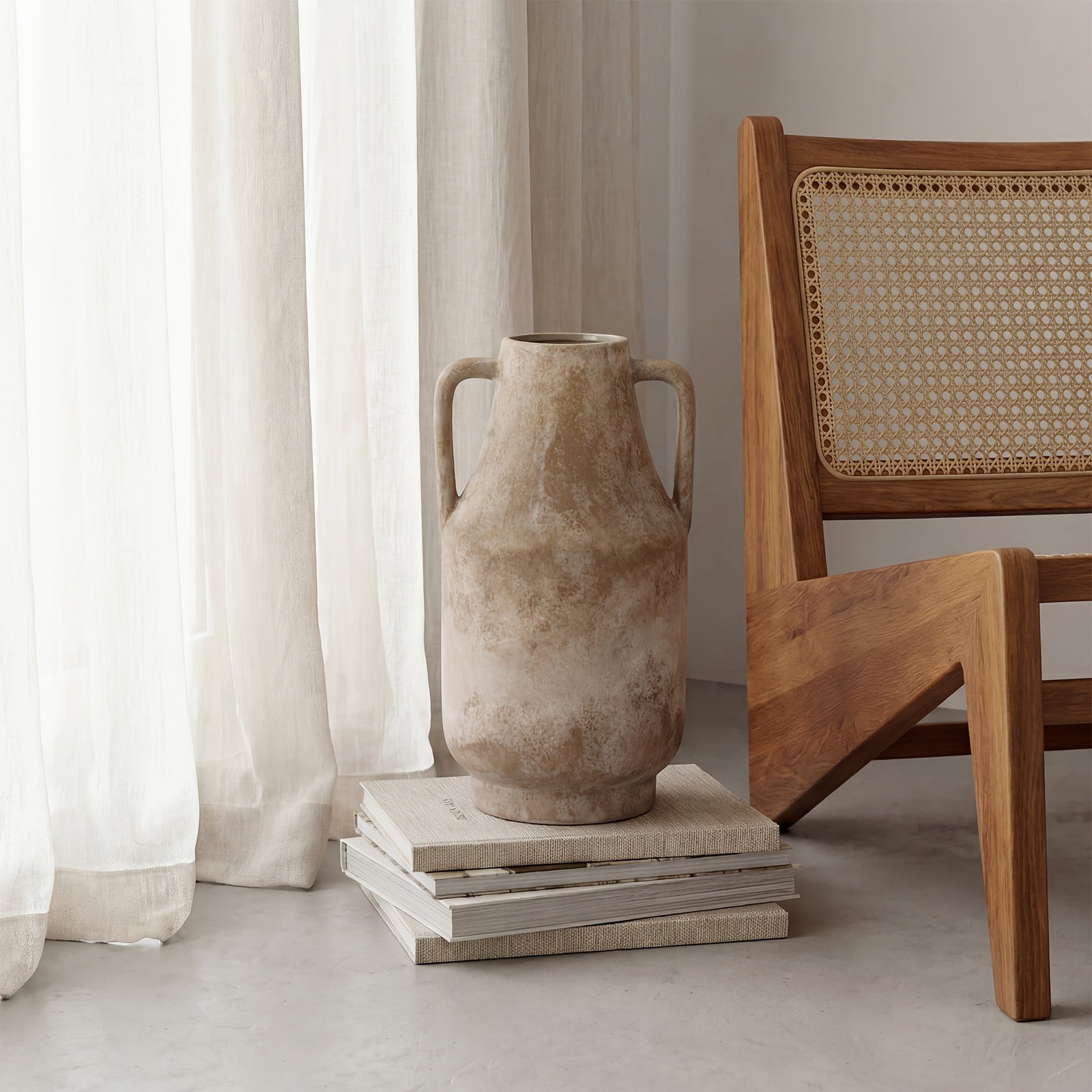 TOMNK Large Rustic Farmhouse Ceramic Vase - Vintage Base Table Vase Suitable for Living Room, Kitchen,, 11\