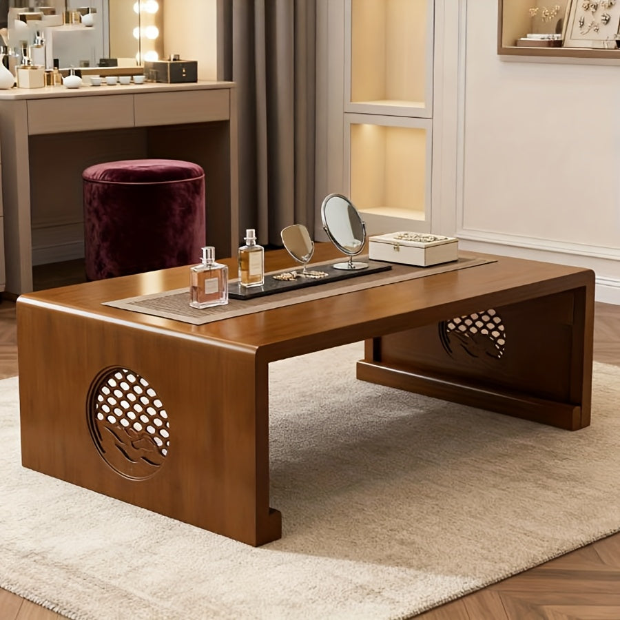 Japanese-Style Floor Table with Foldable Legs - Bamboo Low-Profile Bedside Table Suitable for Coffee, Tea, Meditation Altar, Bedside Use - Foldable Design, Space-Saving, Easy Assembly-Free Setup