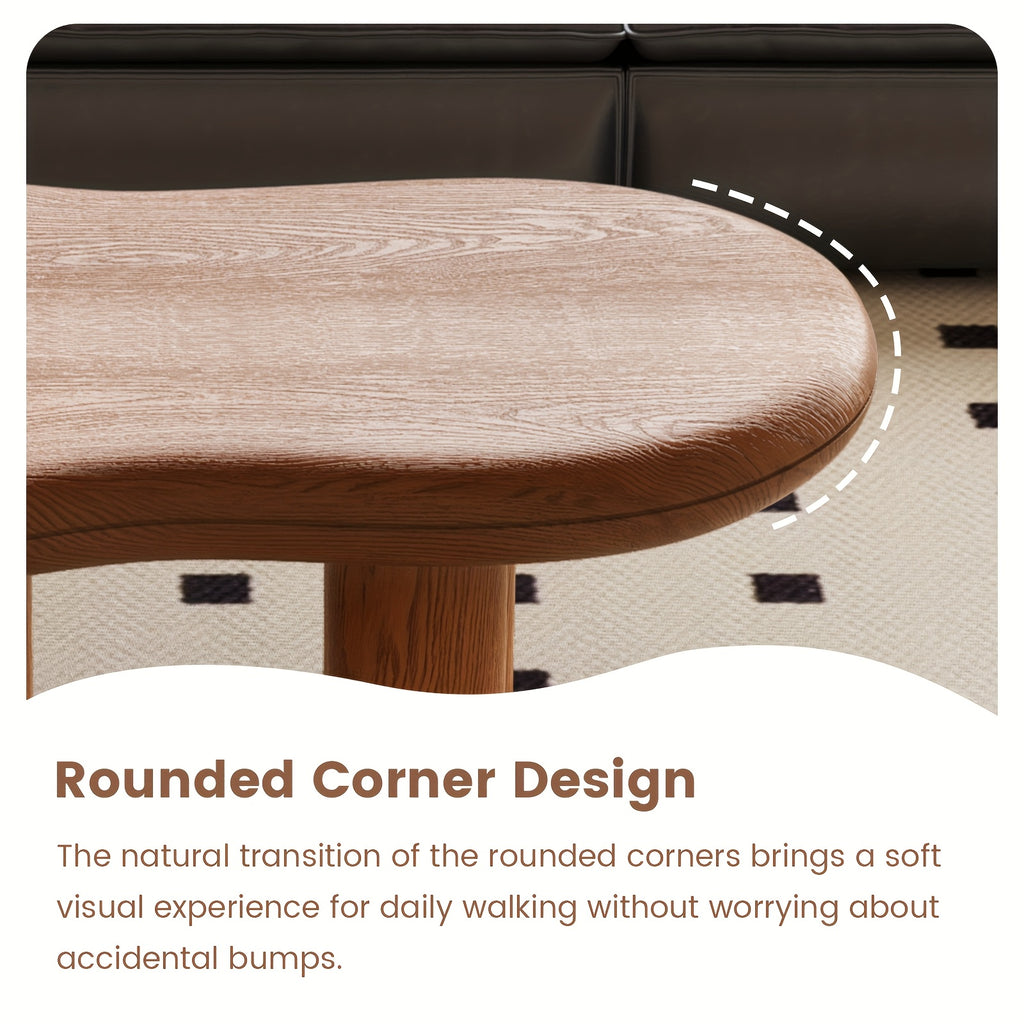 Modern Walnut Coffee Table with Cloud-Inspired Irregular Design - Lightweight Engineered Wood, 4-Legged Compact Center Table for Living Room & Bedroom, Easy Assembly