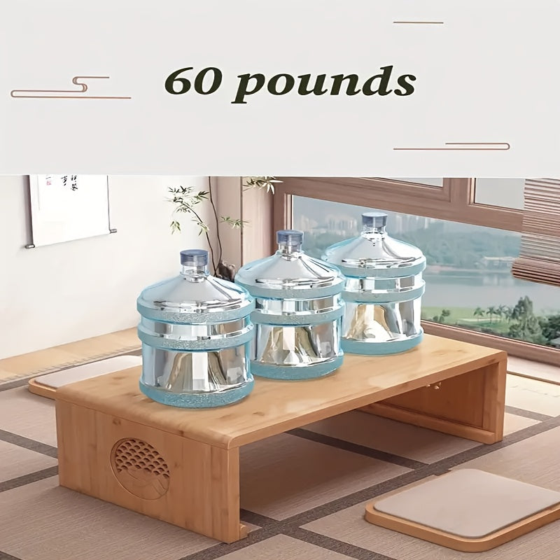 A Unique Bamboo Folding Coffee Table Designed for Floor Use, This Portable Piece of Furniture Serves As Both a Desk And a Decorative Item