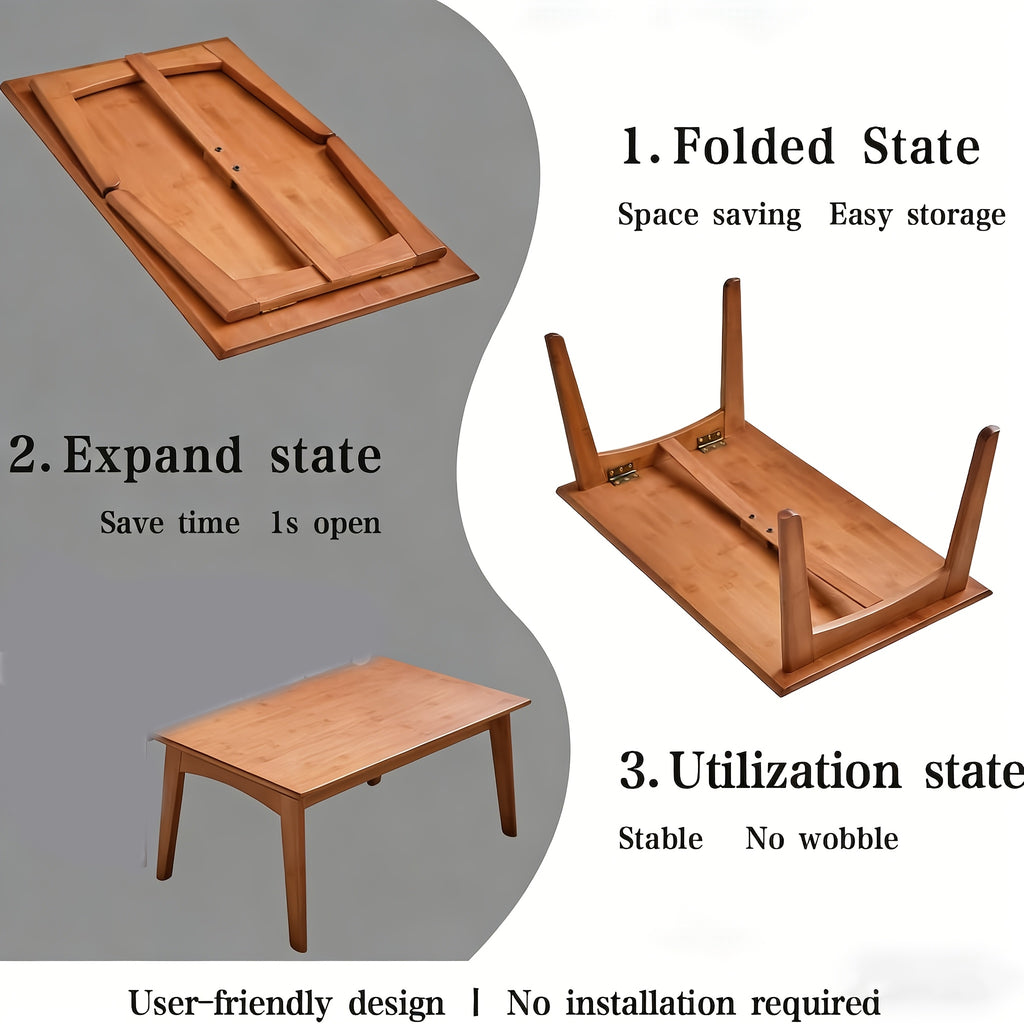 Foldable Japanese-Style Table Suitable for Indoor\u002FOutdoor Use - Modern Portable Coffee & Tea Table with Walnut Top, Space-Saving Design, No Assembly Required, Foldable Desk for,, Office (31.5×17.7×13.8 Inches)