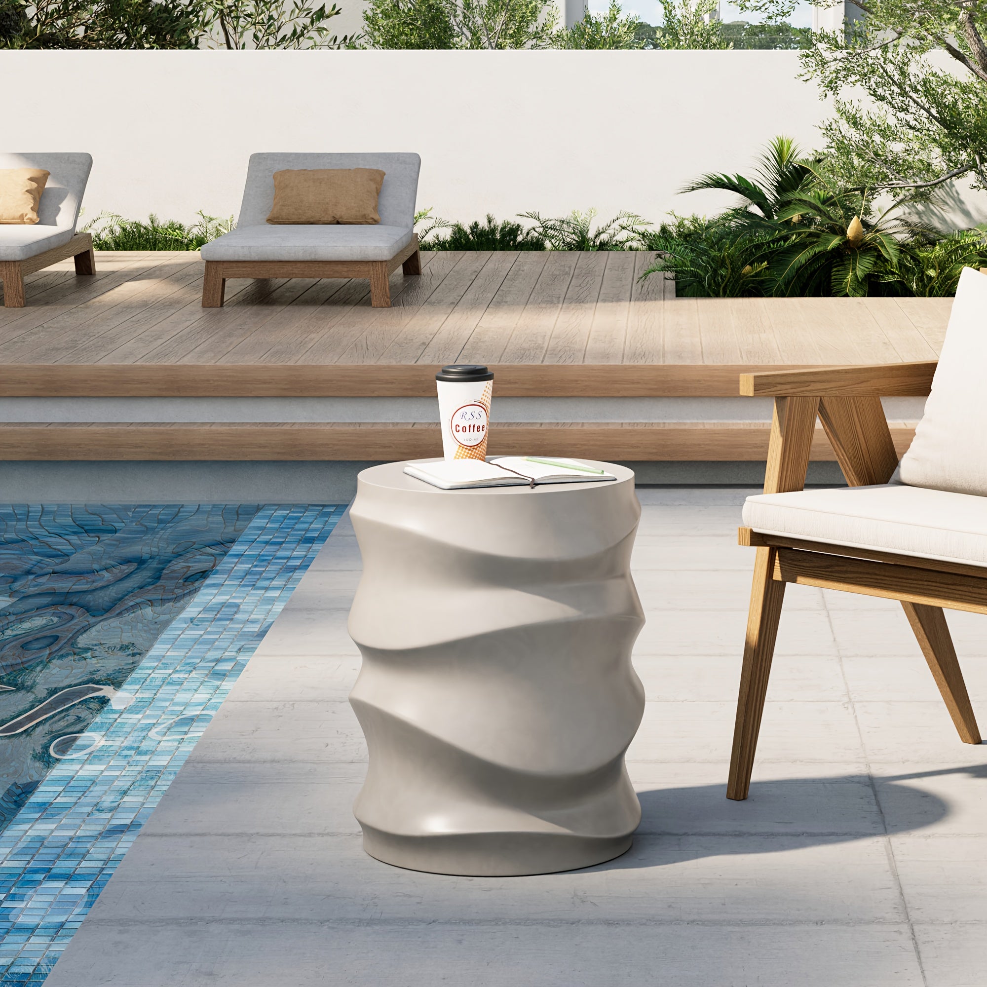 Outdoor Side Tables for Patio, Courtyard Coffee Table, 18\