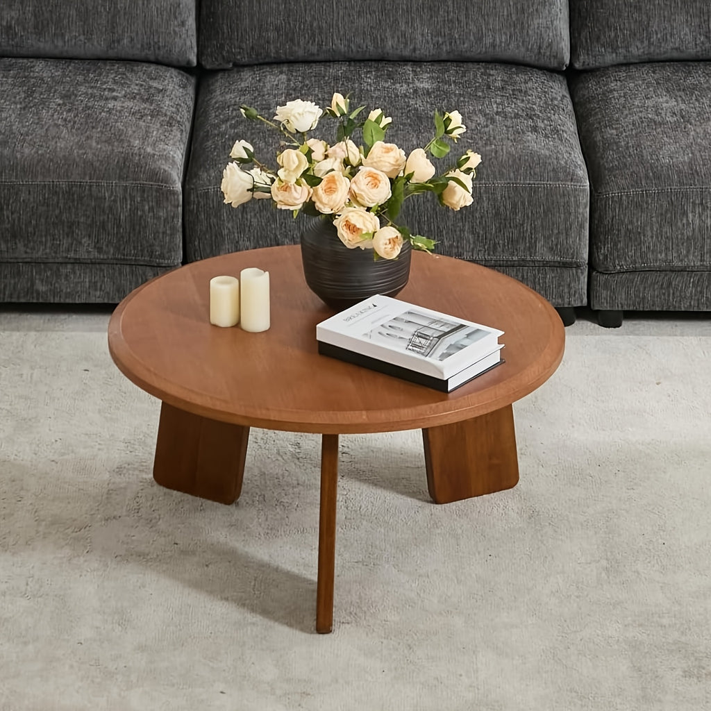 16 Inches Cute Wooden 1Pc Classic Round Coffee Table, Suitable for Living Room, Home Decoration, Balcony