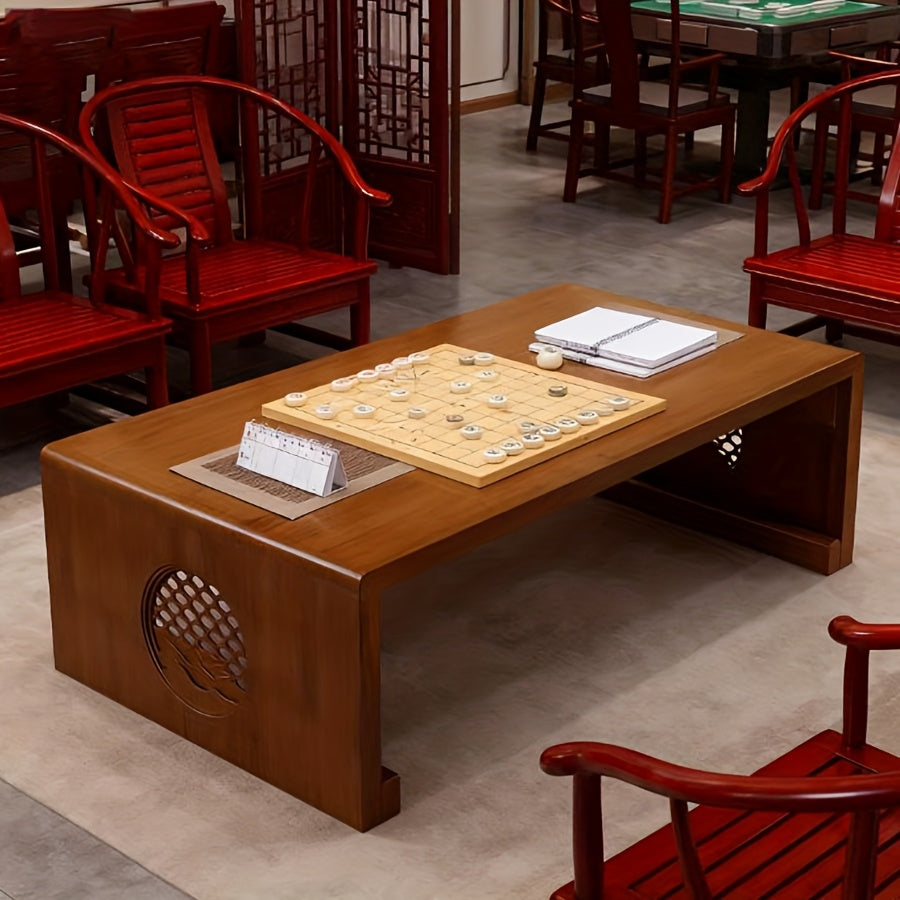 Japanese-Style Floor Table with Foldable Legs - Bamboo Low-Profile Bedside Table Suitable for Coffee, Tea, Meditation Altar, Bedside Use - Foldable Design, Space-Saving, Easy Assembly-Free Setup