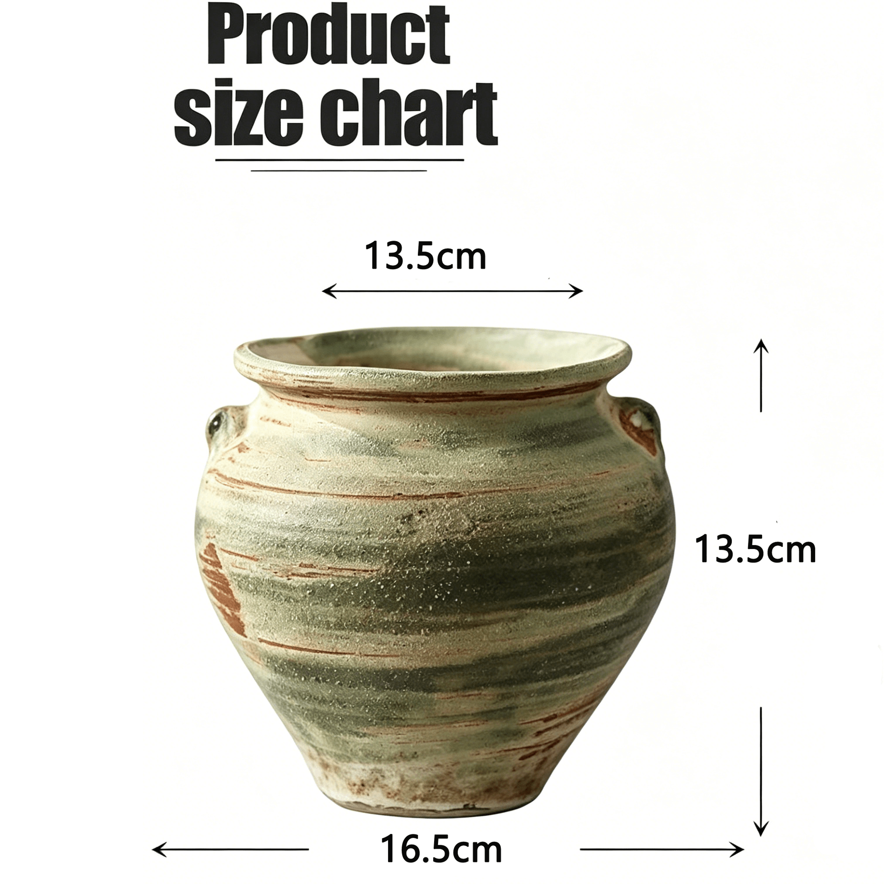 Hand-Glazed Terracotta Ceramic Flower Pot Suitable for Indoor & Outdoor Use - Vintage Wabi-Sabi Rustic Planter with Drainage Hole, Distressed Round Vase for Home, Kitchen, Office Decor, Lightweight Suitable for Gardening Gifts for Plant Care