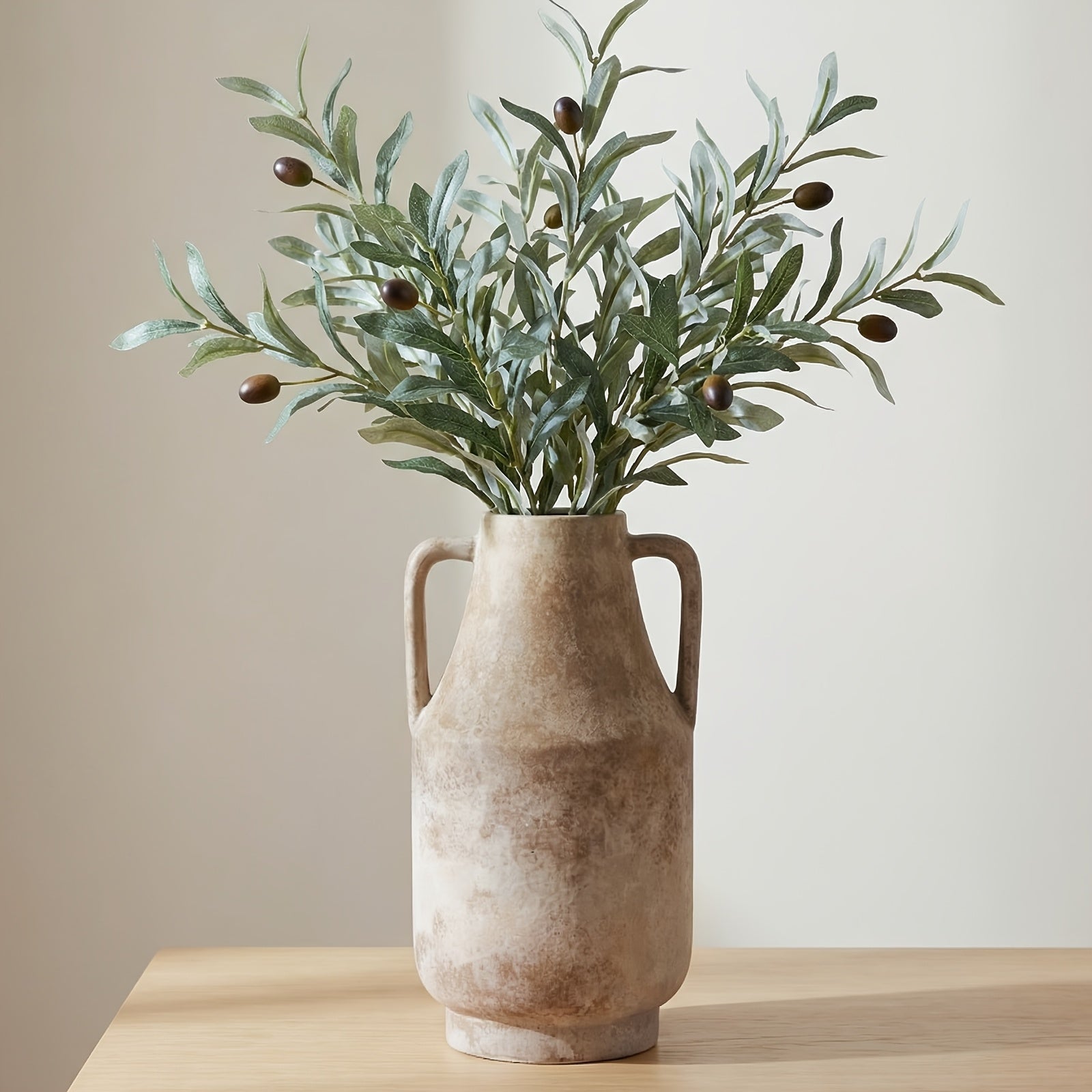 TOMNK Large Rustic Farmhouse Ceramic Vase - Vintage Base Table Vase Suitable for Living Room, Kitchen,, 11\