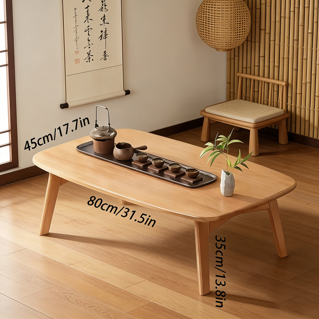 Foldable Japanese-Style Table Suitable for Indoor\u002FOutdoor Use - Modern Portable Coffee & Tea Table with Walnut Top, Space-Saving Design, No Assembly Required, Foldable Desk for,, Office (31.5×17.7×13.8 Inches)